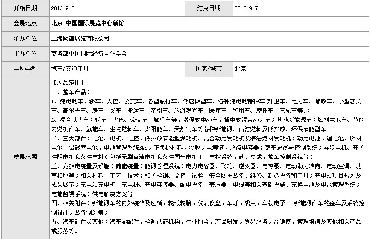 2013中國國際新能源汽車產業展覽會